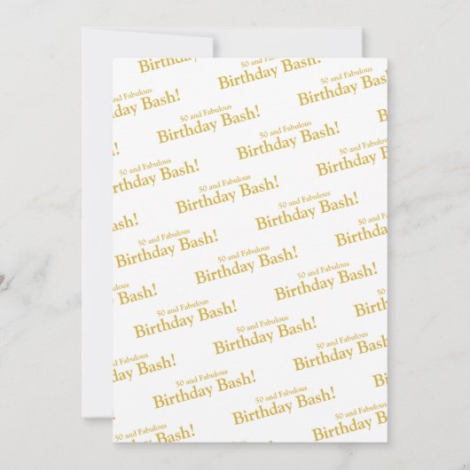 50 & Fabulous Roze en Gouden Verjaardag Uitnodigin Kaart (Achterkant)
