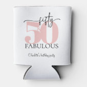"50 & Fabulous" Roze en Zwart Verjaardag Blikjeskoeler (Voorkant)