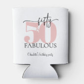 "50 & Fabulous" Roze en Zwart Verjaardag Blikjeskoeler (Achterkant)