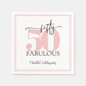 "50 & Fabulous" Roze en Zwart Verjaardag Servet (Voorkant)