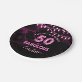 50 & Fabulous Roze Folie Ballonnen & String Lights Papieren Bordje (Gekanteld)