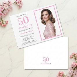50 & Fabulous Roze Foto Verjaardagsontwerp Kaart