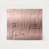 50 Fabulous Roze Gouden Glitter Verjaardagsfeestje Wandkleed (Voorkant (horizontaal))