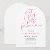 50 & Fabulous Roze Moderne Script 50ste Verjaardag Kaart (Voorkant / Achterkant)