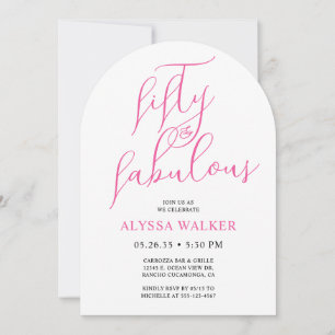50 & Fabulous Roze Moderne Script 50ste Verjaardag Kaart