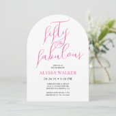 50 & Fabulous Roze Moderne Script 50ste Verjaardag Kaart (Staand voorkant)