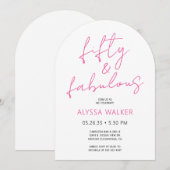 50 & Fabulous Roze Moderne Script 50ste Verjaardag Kaart (Voorkant / Achterkant)