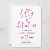 50 & Fabulous Roze Moderne Script 50ste Verjaardag