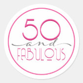 50 & Fabulous Roze Retro  Typografie Ronde Sticker (Voorkant)