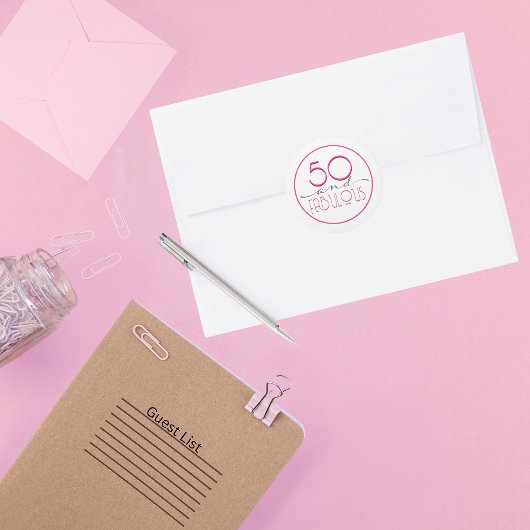 50 & Fabulous Roze Retro  Typografie Ronde Sticker