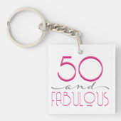 50 & Fabulous Roze  Retro Typografie Sleutelhanger (voorkant)