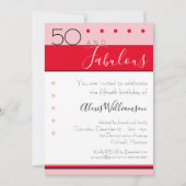 50 Fabulous Roze Rood Elegant Stripes Uitnodiging (Voorkant)
