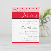 50 Fabulous Roze Rood Elegant Stripes Uitnodiging (Staand voorkant)