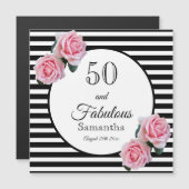 50 fabulous roze rozen zwarte witte strepen (Voorkant / Achterkant)