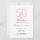 50 & Fabulous Roze Verjaardagsviering Kaart (Voorkant)