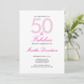 50 & Fabulous Roze Verjaardagsviering Kaart (Staand voorkant)