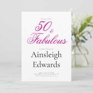50 & Fabulous Roze Vijftigste Verjaardagsfeestje Kaart