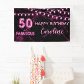 50 & Fabulous Roze & Zwarte Ballonlichten Verjaard Spandoek (Insitu)