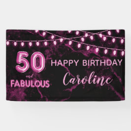 50 & Fabulous Roze & Zwarte Ballonlichten Verjaard Spandoek