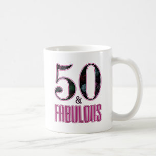 50 & Fabulous Roze Zwarte Typografie 50ste Verjaar Koffiemok