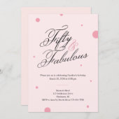 50 & Fabulous Script 50th Birthday Invitation Kaart (Voorkant / Achterkant)