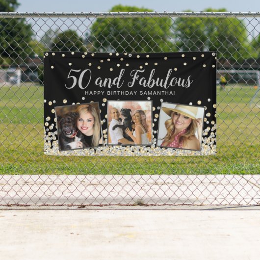 50 Fabulous Silver Photo Collage 50e verjaardag Spandoek (Insitu)