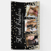 50 Fabulous Silver Photo Collage 50e verjaardag Spandoek (Verticaal)