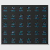 50 & Fabulous Sky Blue Black Cadeaupapier (Vlak)
