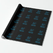 50 & Fabulous Sky Blue Black Cadeaupapier (Uitgerold)