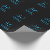 50 & Fabulous Sky Blue Black Cadeaupapier (Hoek)
