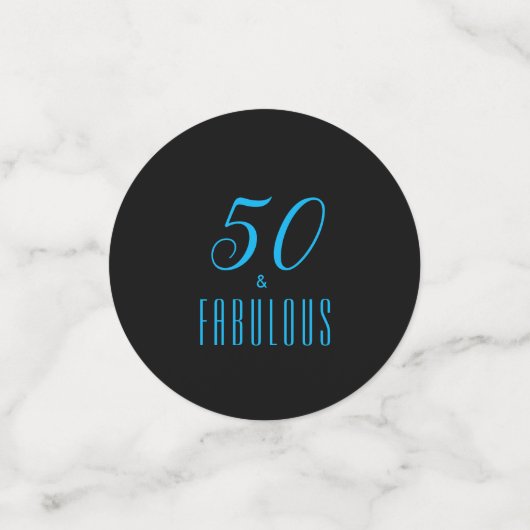 50 & Fabulous Sky Blue Black Confetti (Kleine voorkant)