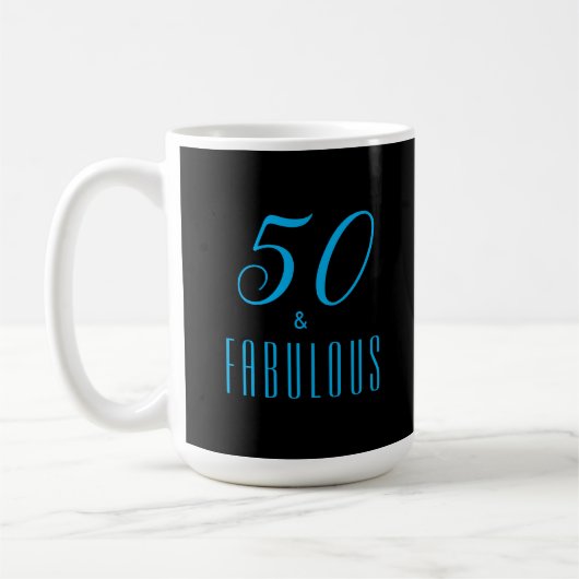 50 & Fabulous Sky Blue Black Koffiemok (Links)