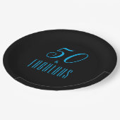 50 & Fabulous Sky Blue Black Papieren Bordje (Gekanteld)