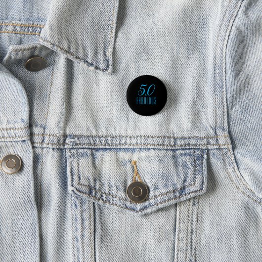 50 & Fabulous Sky Blue Black Ronde Button 3,2 Cm (In situ)
