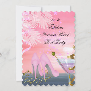 50 Fabulous Summer Pink-tail Heels Party Kaart