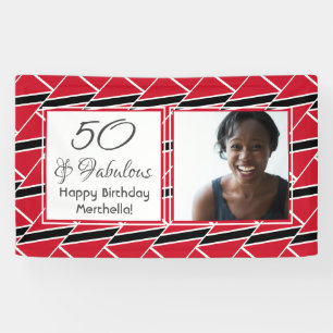 50 & Fabulous TRINIDAD FLAG Aangepaste foto Verjaa Spandoek