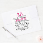 50 & Fabulous Verjaardag A tot Z Typografie Fun Pi Vierkante Sticker (Envelop)