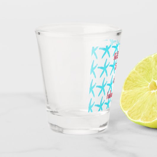 50 & Fabulous Verjaardag Blauwe Zeester Patronen C Shot Glas (Links)