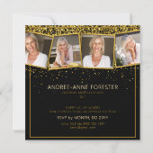50 Fabulous Verjaardag Goud Zwart Glitter Foto Kaart (Achterkant)