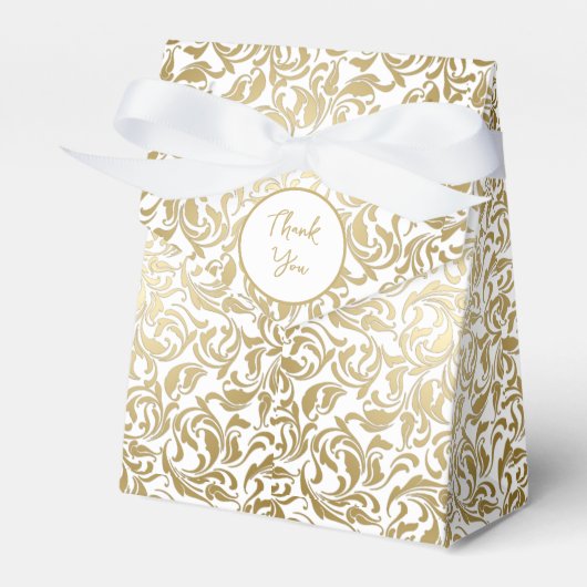 50 & Fabulous Verjaardag Gouden Bloemen Swirls Bedankdoosjes (Voorkant Zijde)