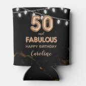 50 & Fabulous Verjaardag Gouden Zwarte Ballonlicht Blikjeskoeler (Achterkant)