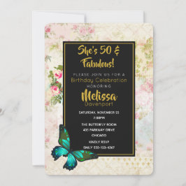 50 & fabulous Verjaardag met  Collage Uitnodigen Kaart