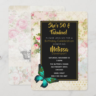 50 & fabulous Verjaardag met  Collage Uitnodigen Kaart