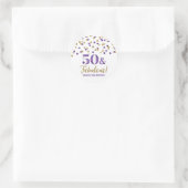 50 & Fabulous Verjaardag Paarse Gouden Confetti Ronde Sticker (Tas)