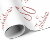 50 & Fabulous Verjaardag Roos Gouden Glitter Cadeaupapier (Rol Hoek)