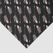 50 & Fabulous Verjaardag Roze Boho Veren Zwart Tissuepapier (Detail)