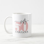 "50 & Fabulous" Verjaardag Roze en Zwarte Mok (Links)