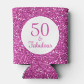 50 & Fabulous Verjaardag Roze Glitter Blikjeskoeler (Achterkant)
