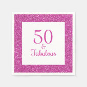 50 & Fabulous Verjaardag Roze Glitter Servet (Voorkant)