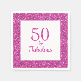 50 & Fabulous Verjaardag Roze Glitter Servet